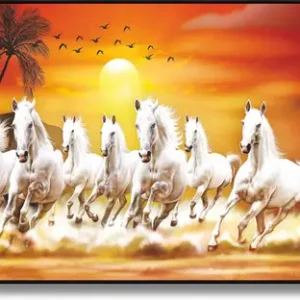 saf 7 Running horses Vastu UV textured Digital Reprint 14 inch x 11 inch Painting