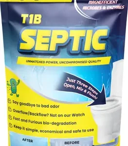 T1B Septic Tank Cleaner 3-In-1 Formula Degrades Kitchen, Bathroom & Toilet Waste Powder Drain Opener