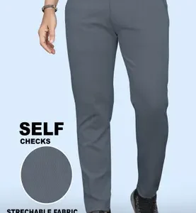 Men Regular Fit Grey Cotton Blend Trousers