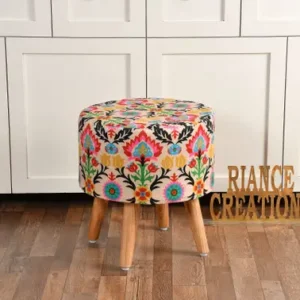RIANCE CREATIONS Solid Wood Standard Ottoman