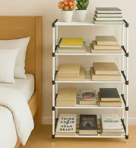 Srmaji Store Storage Rack 5 row Plastic Open Book Shelf
