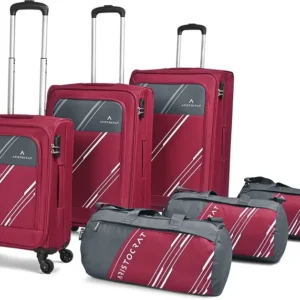 Soft Body Set of 6 Luggage 4 Wheels - HEXA ACTIVE 4W STR CB+MD+LG+3DF RED - Red