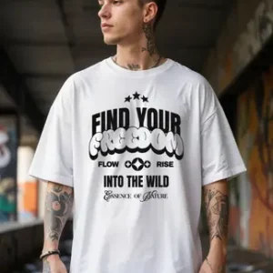 Printed Men Round Neck Cotton Blend White T-Shirt