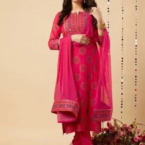 Women Viscose Rayon Kurta Pant Dupatta Set